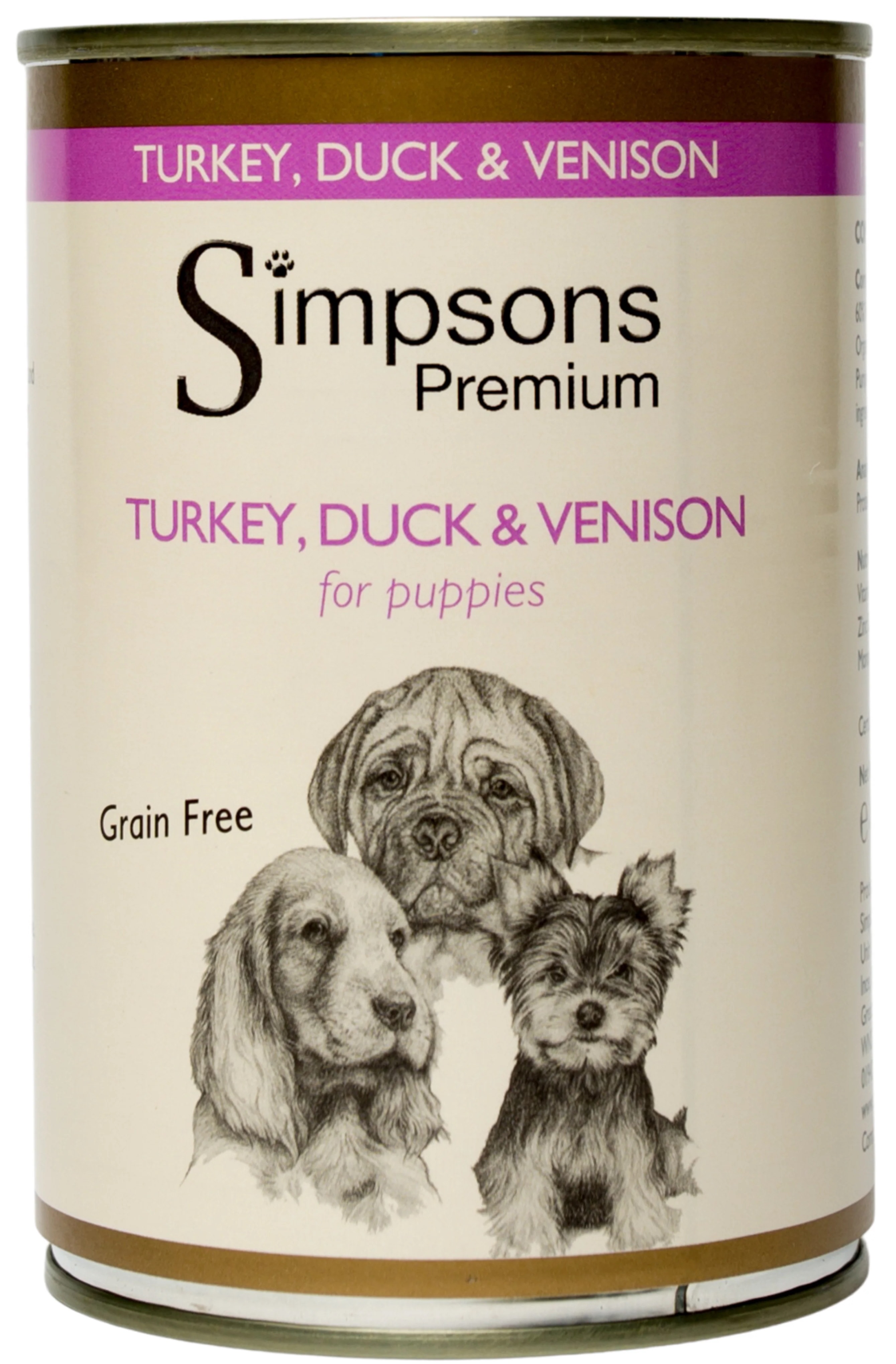 Simpsons Turkey Duck & Venison with Organic Vegetables For Puppies