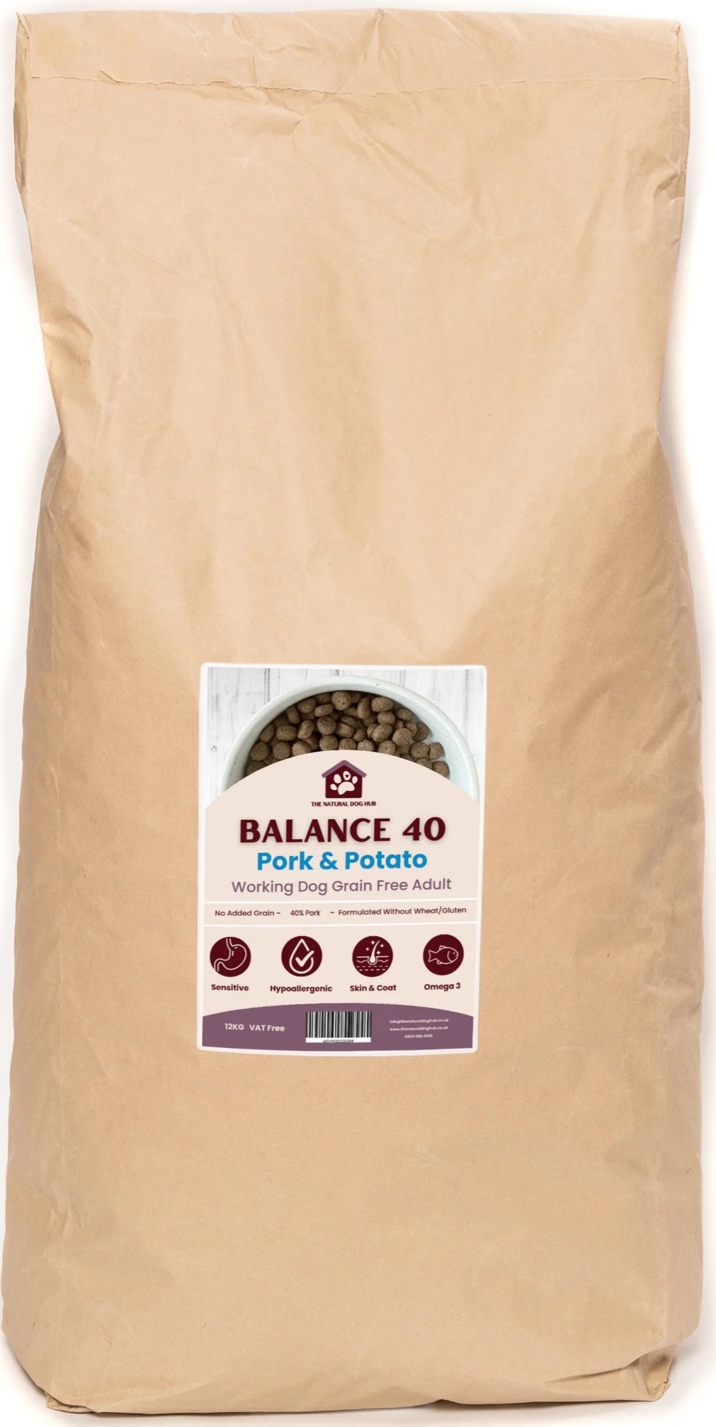 The Natural Dog Hub BALANCE 40 Adult Grain Free PORK & Sweet Potato