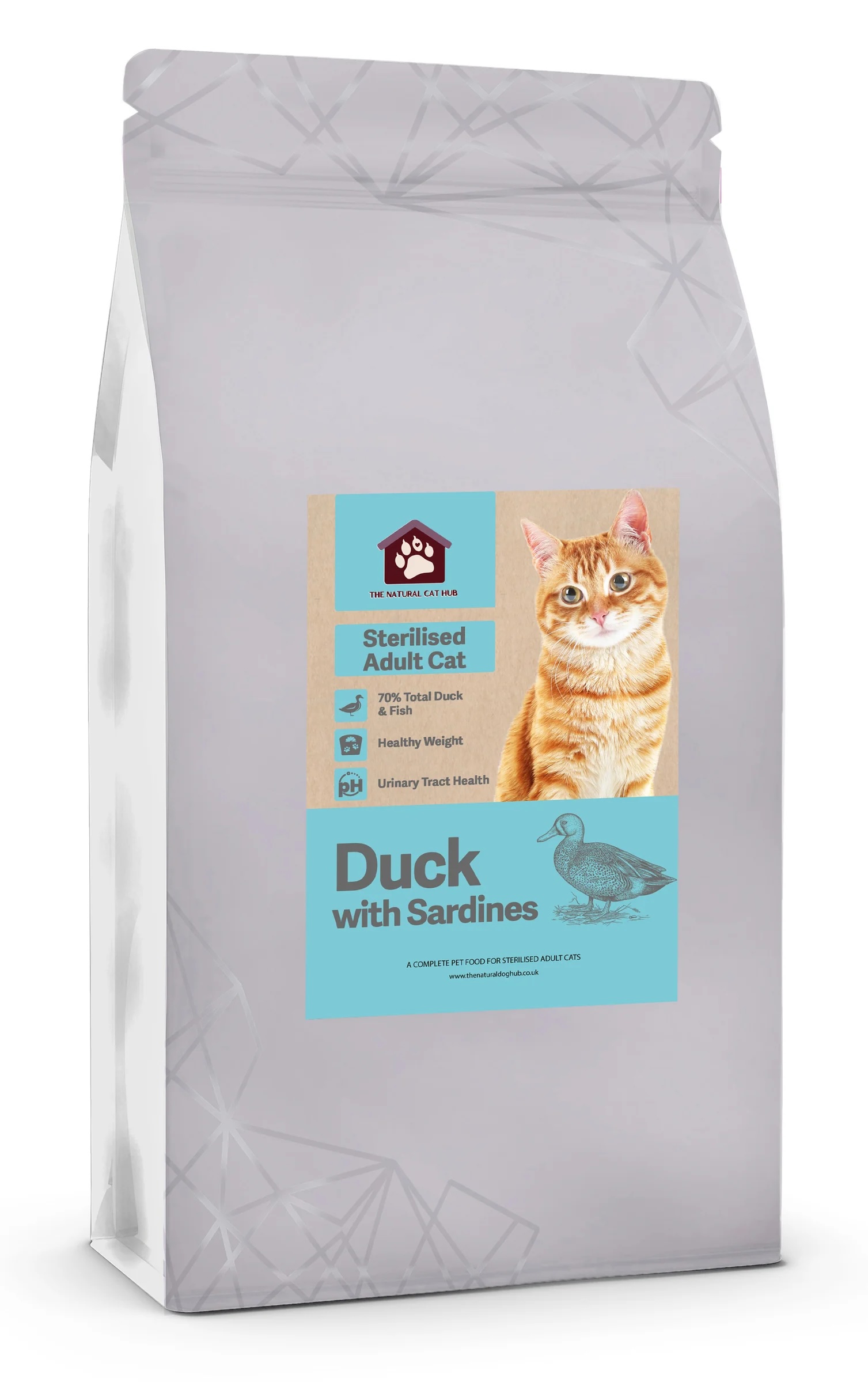The Natural Dog Hub Gastro Cat Grain Free Freshly Prepared Adult 70% Duck with Sardines for Sterilised/Indoor Cats