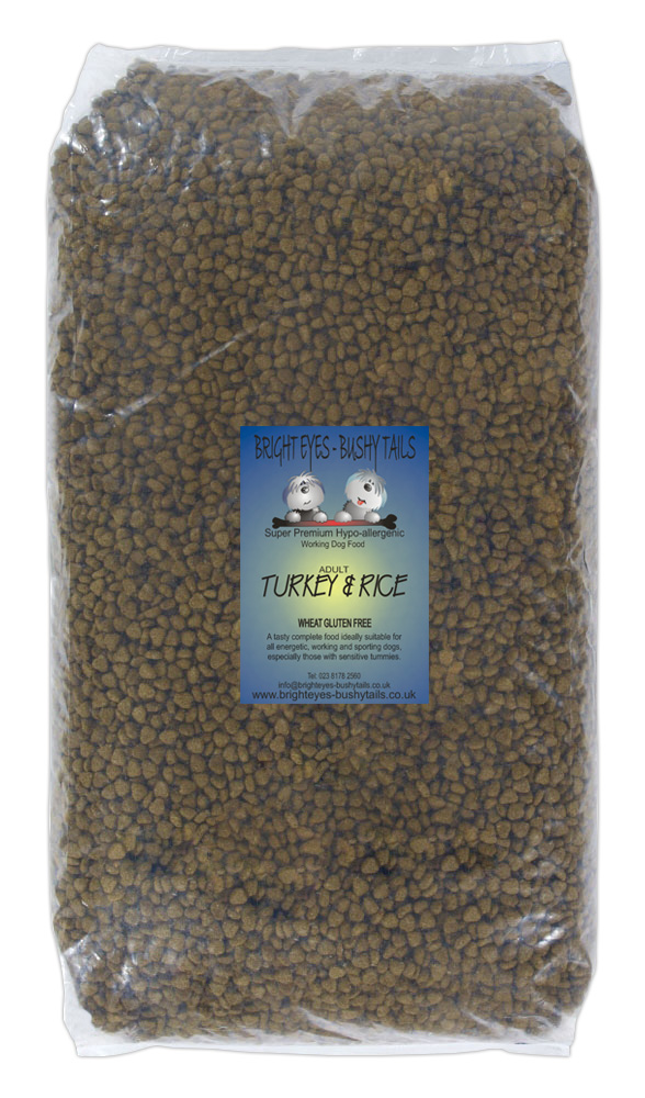 Bright Eyes Bushy Tails Turkey with Rice Super Premium Wheat Free Working Dog