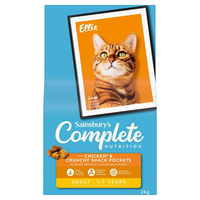 Sainsbury's Complete Nutrition Adult Cat with Chicken & Crunchy Snack Pockets